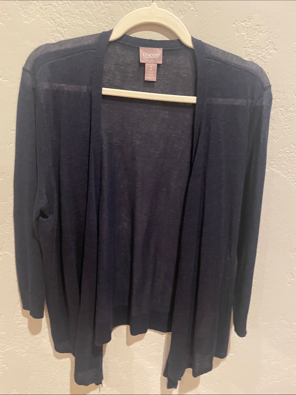 Chico’s Navy Waterfall Cardigan